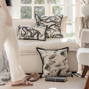 New Design Decor Pillow Cases Classic Abstract Strip Embroidery Geometric Design Cushion Cover