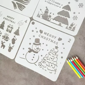New Design Eco-friendly Christmas Plastic Custom PET Laser Cutting Drawing Stencils for Wall Painting