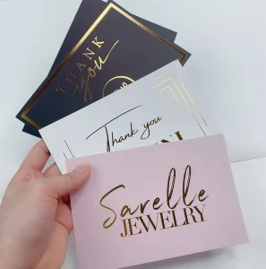 New Design Full Color Printed Custom Design Coated Paper Adhesive Sticker Greeting Card Thank You Card