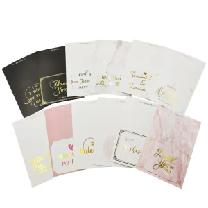 New Design Gold Foil Stamping Thank You Card in Stock Birthday Greeting Card Set