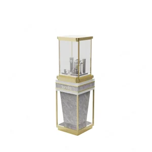 New Design Golden Jewelry Display Cabinet with Touchless Lockable Counter LED Lighting Waterproof Heavy Duty Customizable