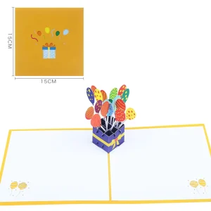 New Design Handmade 3D Pop up Thank You Cards Custom Laser Cut Flower Hot Air Balloon Folded Paper for Birthday Love Occasions
