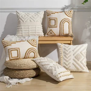 New Design Home Textiles Boho Style 18*18 Square Knitted Cushion Covers Solid Embroider Cushion Cover Art Decorative Home