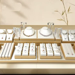 New Design PU Leather Jewelry Display Stand Jewelry Store Counter Displays White Gold Color Jewelry Racks Props