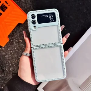 New Fashion Shinning Diamond Edge Acrylic Foldable Phone Case Candy Color Mobile Phone Cover for OPPO Samsung Xiao Huawei