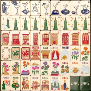 New York Inspired American Mahjong Set 160 Premium 3 Layer Acrylic Tiles with 33 Inch Neoprene Mat