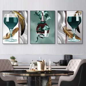 Nordic Prints and Posters Abstract Wine Glasses Canvas Painting Restaurant and Kitchen Modern Home Decoration Wall Art Pictures