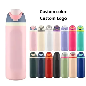 OEM Custom 16oz-32oz Double Walled Stainless Steel Water Bottle Cup Flip Lid Handle 12-24h Thermal Insulation