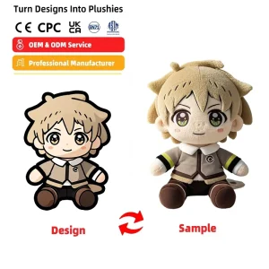 OEM Custom Anime Character Plush Toy, Turn Your Design Into Stuffed Doll, Personalized Cartoon Plush Mascot for Promotional Gift