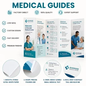 OEM Custom Catalog & Flyers Printing Service Tri-Fold Flyer Folding Leaflet Brochure & Postcard Made From Cardboard