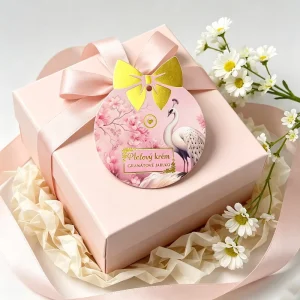 OEM Custom Gold Foil Bow Shape 300gsm Matte Laminated Paper Hang Tags for Cosmetic Skincare Beauty