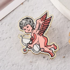 OEM Custom Printed Anime Angel Lapel Pin Full Color Gold Plated Metal Lapel Badge Gold Plated for Brand Merch Production