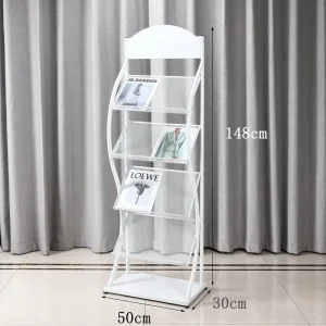 OEM Custom Size Metal Literature Display Stand Freestanding Wire Mesh Magazine Brochure Rack for Exhibition Hall