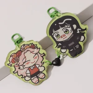 OEM Customizable Cartoon Character Epoxy Coated Acrylic Keychain Wearing Lobster Clasp Accessory for Convention Souvenir