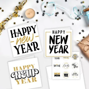 OEM Customized Square Handwritten Blank Cardboard Greeting Cards New Year Party Invitations Greeting Cards with Envelope Sticker