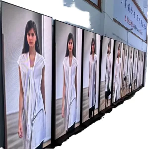 OEM Mobile Folding LED Digital Signage Poster Display with Remote APP Management for Electronics Store Product Launch Showcase