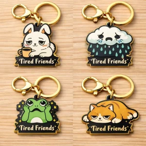 OEM ODM Custom Cute Character Enamel Keychain Metal Weird CartoonHard Enamel Keyring for Brand Merchandise