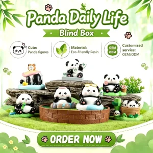 OEM ODM Custom Eco-Friendly Panda Resin Blind Box Desktop and Home Ornament SMETA Certified Factory