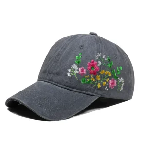 OEM ODM Custom Logo Raised Rubber Floral Embroidered Leopard/Dot 100% Cotton Sporty Adjustable American Vintage Baseball Cap