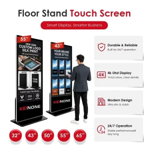 OEM ODM Custom Logo Silk Print 32 43 50 55 65 Inch LCD Floor Standing Digital Signage Advertising Display Kiosk