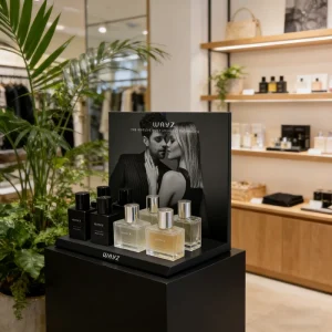 OEM ODM Custom Retail Advertising Acrylic Perfume Makeup Display Rack Counter Top High end Skincare Serums Cosmetic Stand