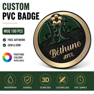 OEM ODM Round Flower Rubber Badges 3D Embossed Eco Friendly Soft PVC Patches Football Club Apparel Merchandise Gifts