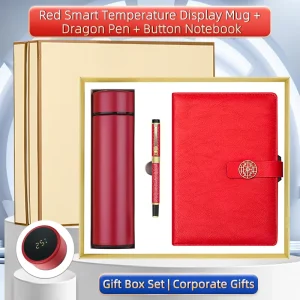 OEM ODM Smart Temperature Display Mug Gift Set With Dragon Pen & Notebook Custom Logo Corporate Business Gifts Supplier