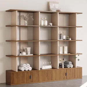 OEM ODM Wood Panel Display Cabinet Book Display Shelf Decoration Furniture Rack for Retail Store Office