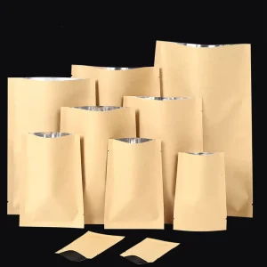 OEM Private Label Kraft Paper Stand up Pouches with Window Food Grade Biodegradable Packaging for Coffee Tea & Milk