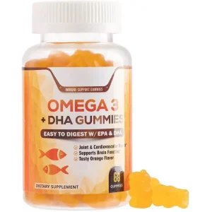 OEM Private Label Omega3 DHA EPA Gummies Orange Flavor Easy Digestion Chewable for Adults Kids Daily Brain Support
