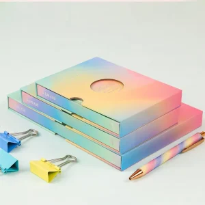 OEM&ODM Service Custom Design Printing Hardcover Daily Planner Notebook Slip Box Set With Holographic Logo