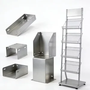 Oem Sheet Metal Fabrication Stamping Bending Services Aluminum Metal Parts Shelf Display Stand Kiosk