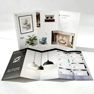 On-Demand Custom Printing Offset Printed Film Laminated Tri-Fold/Bi-Fold Brochure Flyer Leaflet Catalog Hotel Menu Trade Show