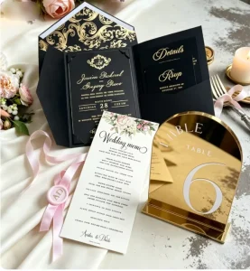 One-step Shopping Custom Wedding Stationery Productions Low MOQ Invitations Table Number Menu Cards