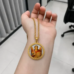 Orthodox Archangel Michael Medal Necklace Stainless Steel Jewelry Customizable Patterns Religious Gift