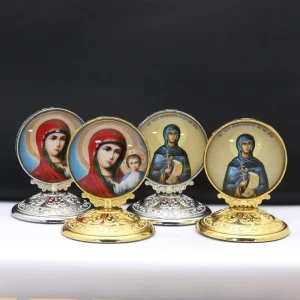 Orthodox Gold Metal Icon Desktop Ornament Christian Home Decoration