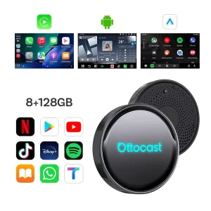 Ottocast P3 Pro Wireless Carplay Android Auto 3in1 AI Box 8GB 128GB Android 13 Snapdragon 6225 Portable