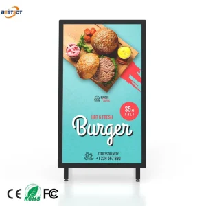 Outdoor A-Frame Digital Signage Display IP65 Full Lamination Anti Glare Glass Smart LCD Advertising Stand