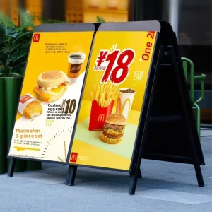 Outdoor Heavy Duty Windproof Poster Stand & A Frame Display Weighted Floor Standing Sign with Custom Logo (Black/White)