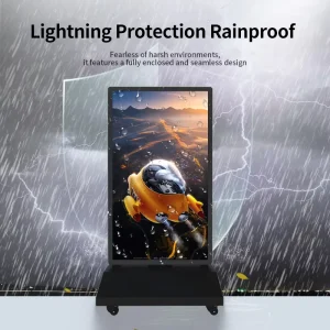 Outdoor Mobile Double-Sided 43-Inch Vertical Full HD LCD Display with Wheels IP66 Cloud-Based CMS