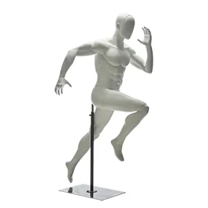 Outdoor Sports Full-Body Head Mannequin Matte Finish Athletic Running Brushed Stainless Steel Base