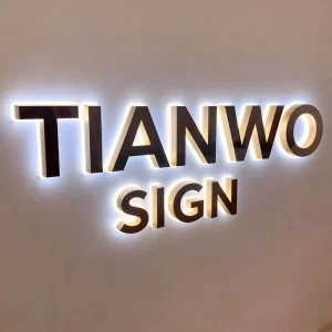Outdoor Stainless Steel Store Front Sign Board 3d Led Light Letter Matt Gold Led Backlit logo 3d Custom Led Sign for Business