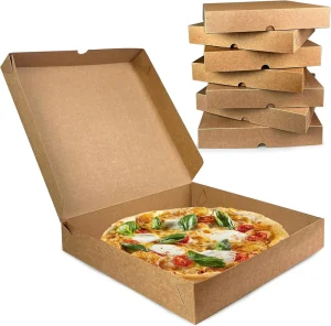 Outer Kraft Inner Pizza Box Corrugated Paper Takeout Food Container Custom Print for Pizzeria Bakery Packaging