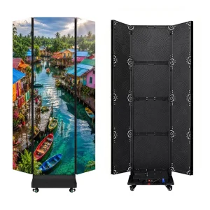 Indoor P2 LED Mirror Poster Screen Tri Fold Design High Refresh Rate 7680Hz Advertising Display for Retail Store Decor Events