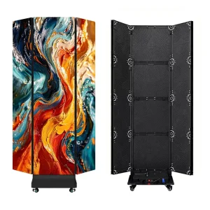 P2 1280x1960mm Movable Three fold Indoor Full Color LED Digital Poster Self Service Business High Brightness Floor Standing