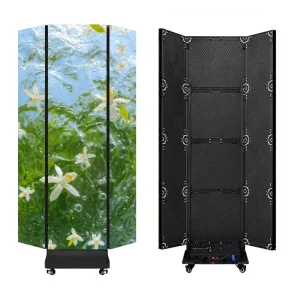 P2mm 1280x1960mm Movable Three-fold Indoor Full Color LED Digital Poster Self-Service Business High Brightness