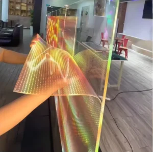 P8 Transparent LED Window Film Light Weight 80% Transparency Energy Saving Display for Retail Storefront Advertising