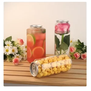 PET Beverage Can Juice Bottle with Aluminum Lid for Energy Drinks, Soda, Beer, and Carbonated Beverages