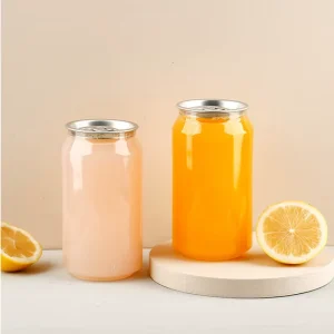 PET Beverage Pop Top Can Bottle with Food Grade Easy Open Aluminum Lid for Cream Beer Packaging Screen Printing Surface