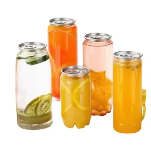 PET Cans Pull Ring Plastic Bottles for Juice Soda Water 500ml 650ml Capacity Food Safe Custom Logo Printing Seal Type